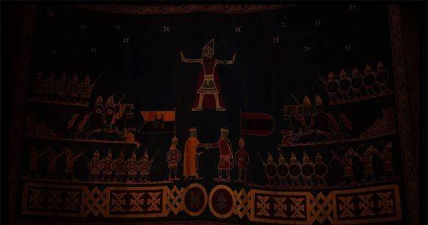 Mural tentang sejarah kepahlawanan Tyr dalam menghentikan perang ( Dok. Santa Monica Studio / God of War )