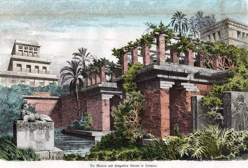 Ilustrasi Taman Gantung Babilonia abad ke-6 SM. Diterbitkan di majalah Je Sais Tout, Prancis, Desember 1909. (fineartamerica.com/Cci Archives)