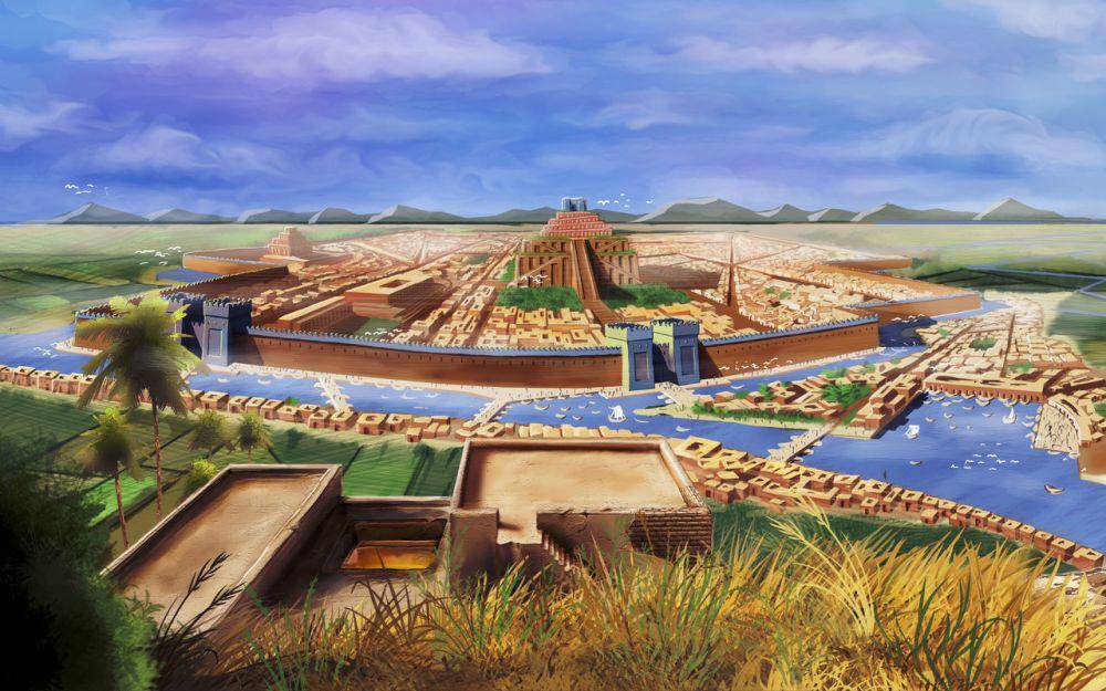 ilustrasi "Kota Mesopotamia” oleh R.W. Shilling (dok. Keys Grace Academy)