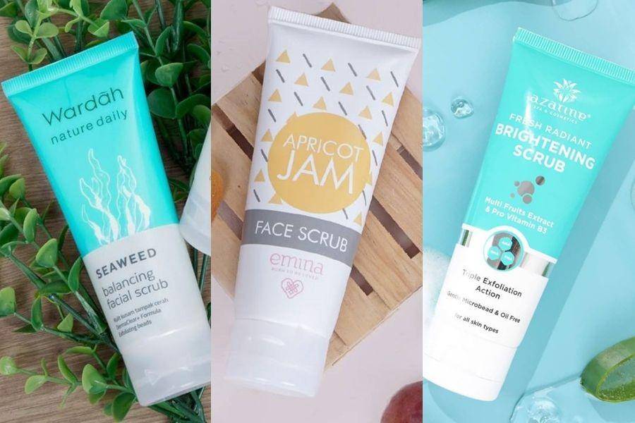 Rekomendasi face scrub lokal (instagram.com/wardahbeauty l instagram.com/eminacosmetics l instagram.com/azarinecosmeticofficial)