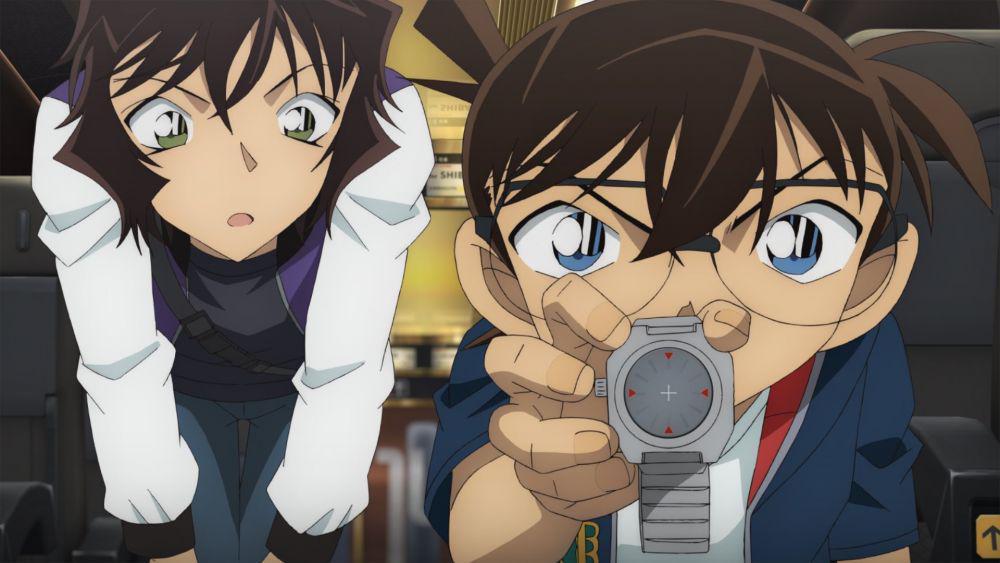 Sera dan Conan menyelidiki kasus penculikan Alan Mackenzie. (dok. TMS Entertainment/Detective Conan: The Scarlet Bullet)