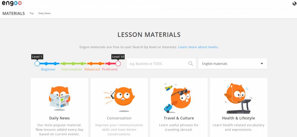 Tampilan Website Engoo (engoo.com)