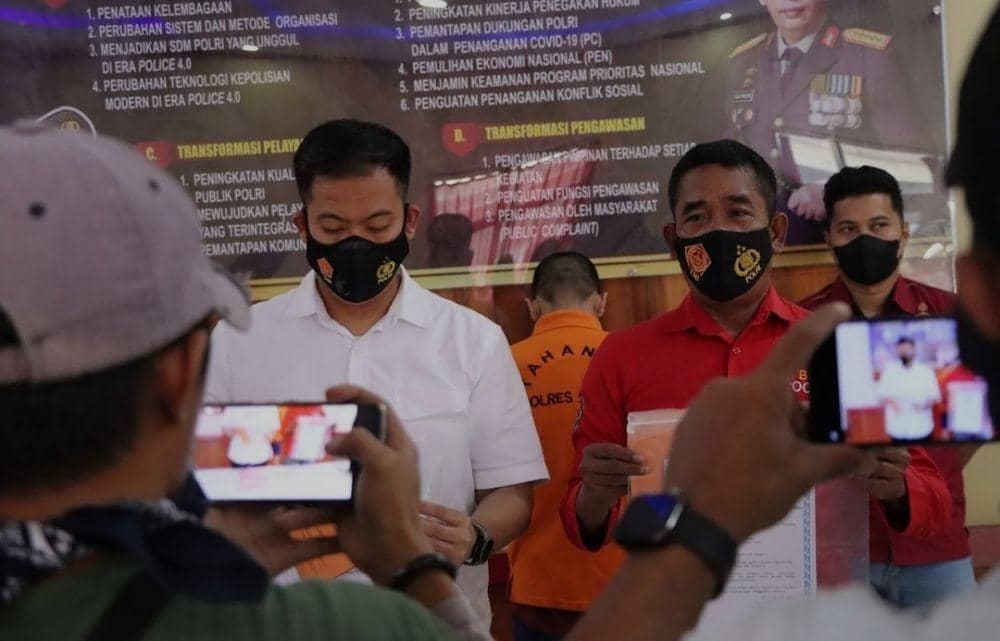 Ekspos tangkapan kasus pemalsuan di kantor Polres Gowa. / Dok. Humas Polres Gowa