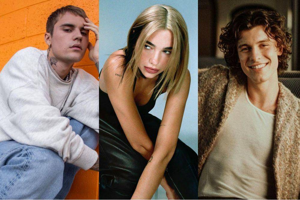 Justin Bieber, Dua Lipa, dan Shawn Mendes (instagram.com/justinbieber | instagram.com/dualipa | instagram.com/shawnmendes)