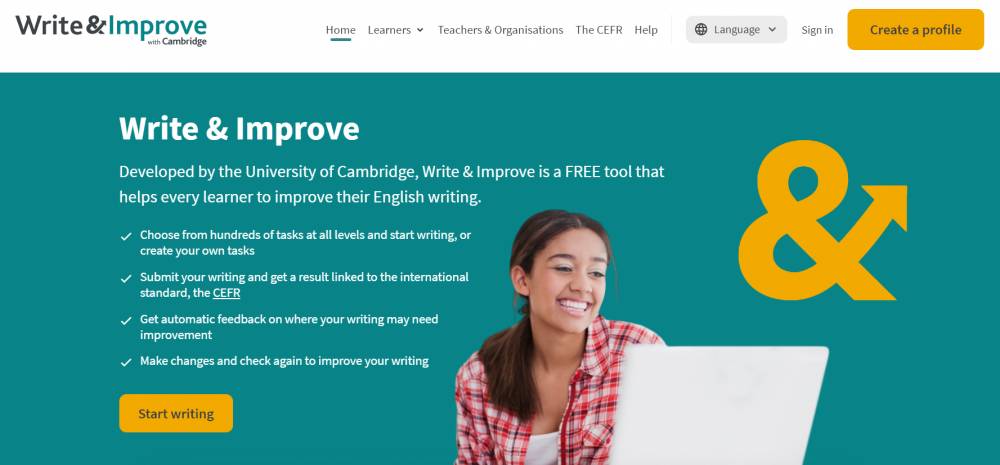 Tampilan Website Write and Improve with Cambridge (writeandimprove.com)