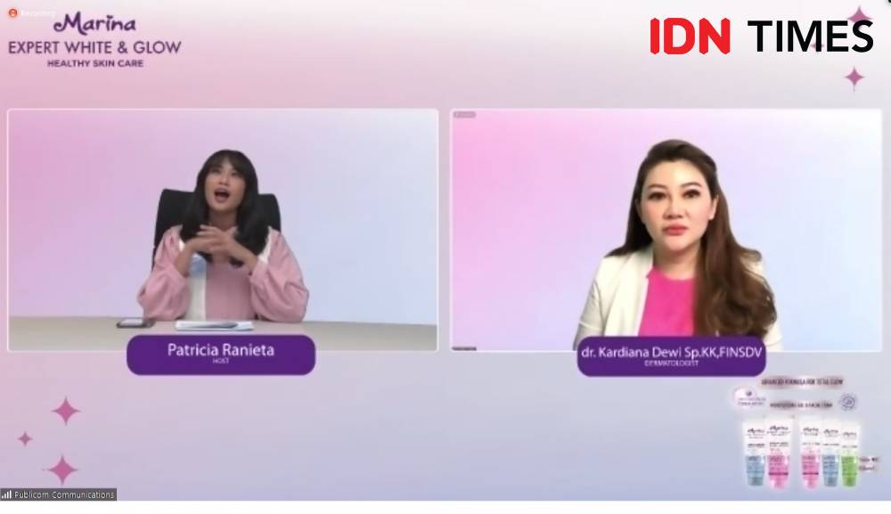 dr. Kardiana Dewi, Sp.KK. dalam acara Virtual Marina Expert White and Glow Press Launch yang diadakan pada 8 Februari 2022. (IDN Times/M. Tarmizi Murdianto)