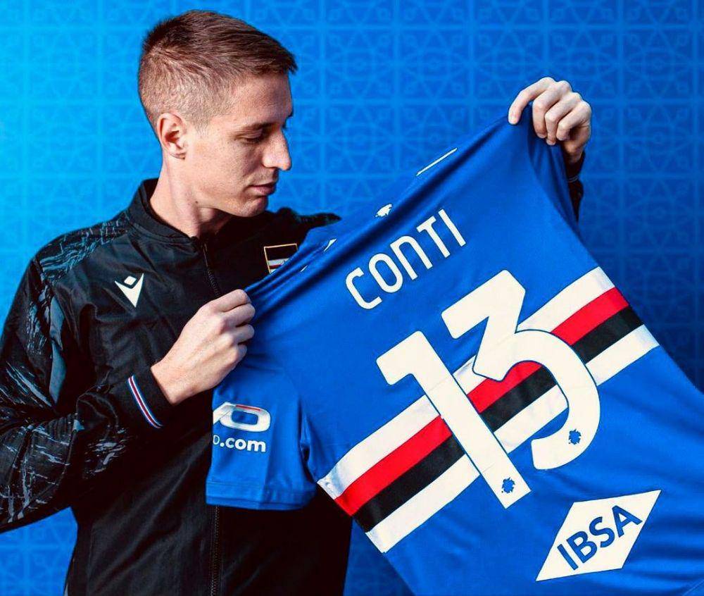 Andrea Conti dipamerkan sebagai penggawa baru Sampdoria. (instagram.com/contiandrea12)