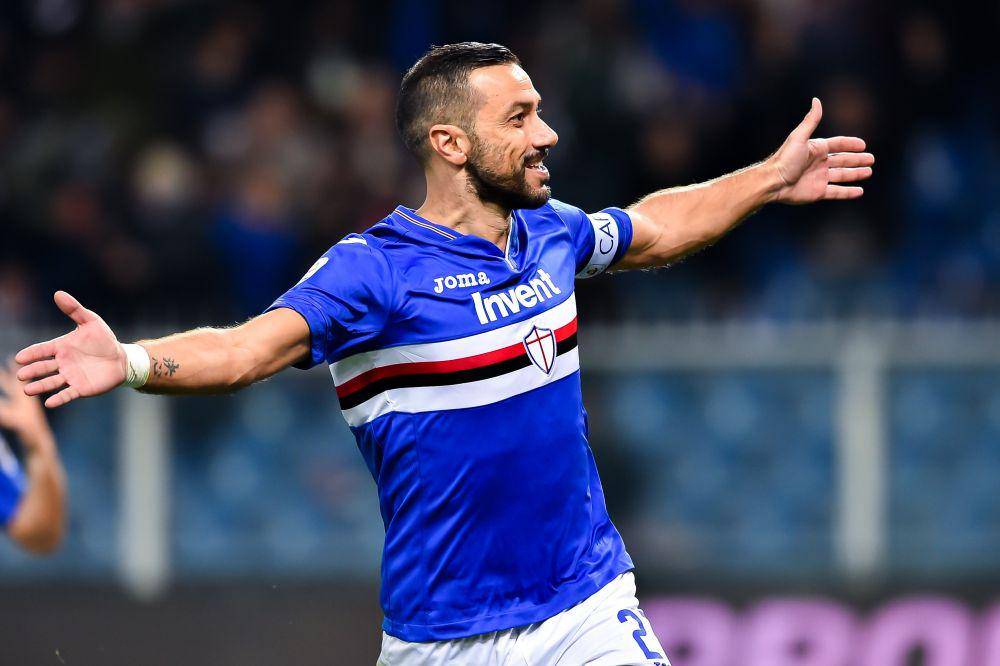 Fabio Quagliarella melakukan selebrasi usai mencetak gol untuk Sampdoria. (twitter.com/sampdoria)