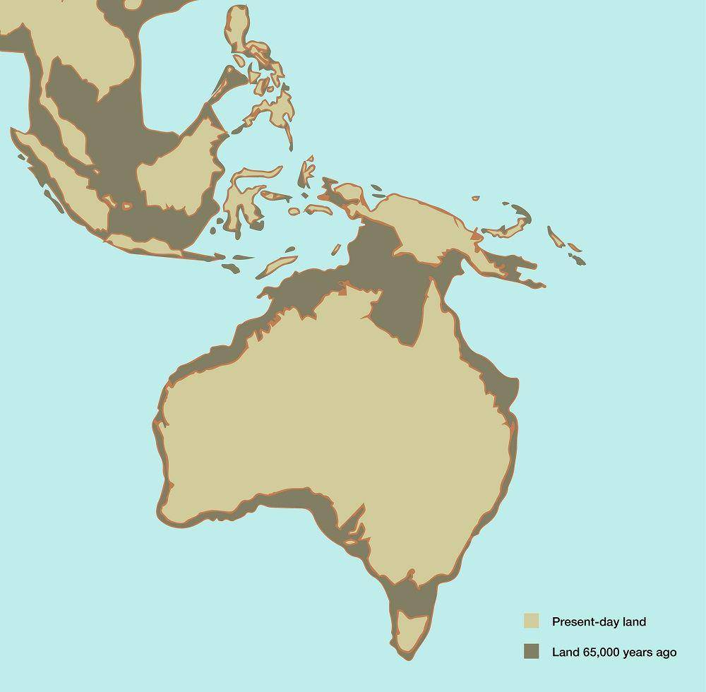 ilustrasi penggabungan wilayah Indonesia dan Australia di zaman purba (digital-classroom.nma.gov.au)