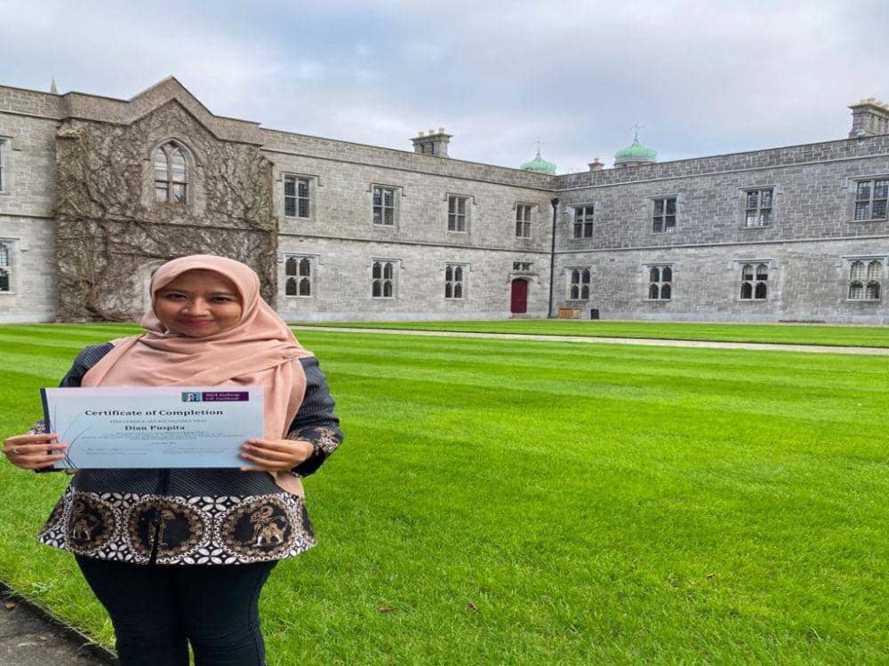 Dian Puspita dosen Fakultas Sastra dan Ilmu Pendidikan Universitas Teknokrat Indonesia mengikuti pelatihan pra-doktoral program Bridging Course Dosen Perguruan Tinggi Akademik di Irlandia. (Dok. Teknokrat).
