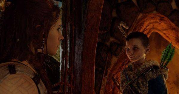 Freya mendapati Atreus membawa panah mistletoe ( Dok. Santa Monica Studio / God of War 2018 )