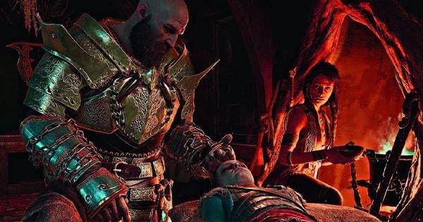 Freya sedang mengobati Atreus yang jatuh sakit ( Dok. Santa Monica Studio / God of War 2018 )