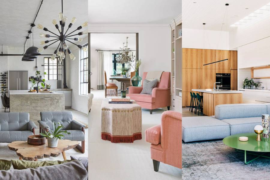 ilustrasi dekorasi ruang tamu dengan konsep open space (housebeautiful.com | homesandgardens.com)
