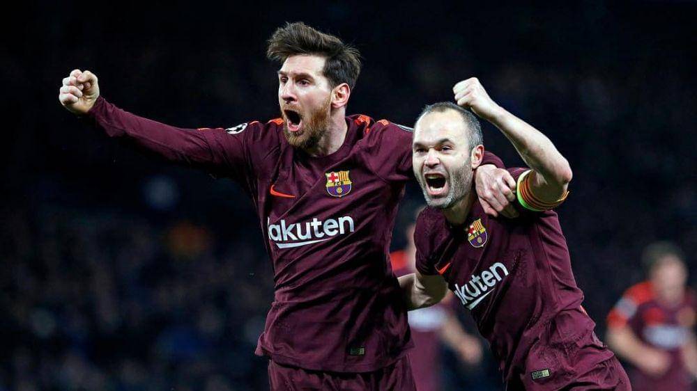 Lionel Messi dan Andres Iniesta melakukan selebrasi bersama (instagram.com/andresiniesta8)