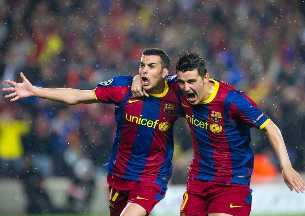 David Villa dan Pedro Rodriguez melakukan selebrasi bersama (instagram.com/_pedro17_)