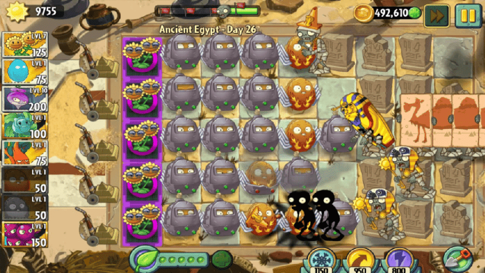 gameplay Explode-O-Nut (dok. PopCap Games/Plants vs. Zombies 2)