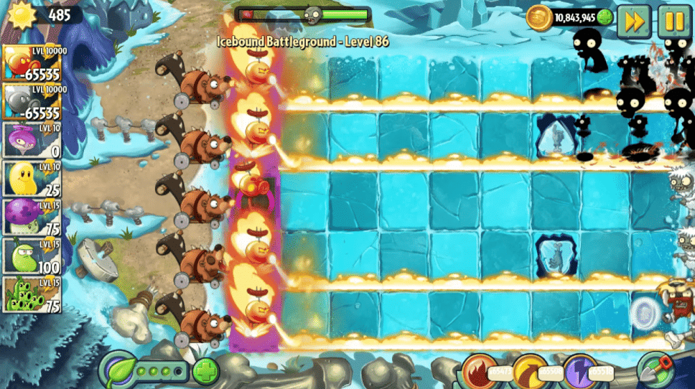 gameplay Fire Peashooter (dok. PopCap Games/Plants vs. Zombies 2)