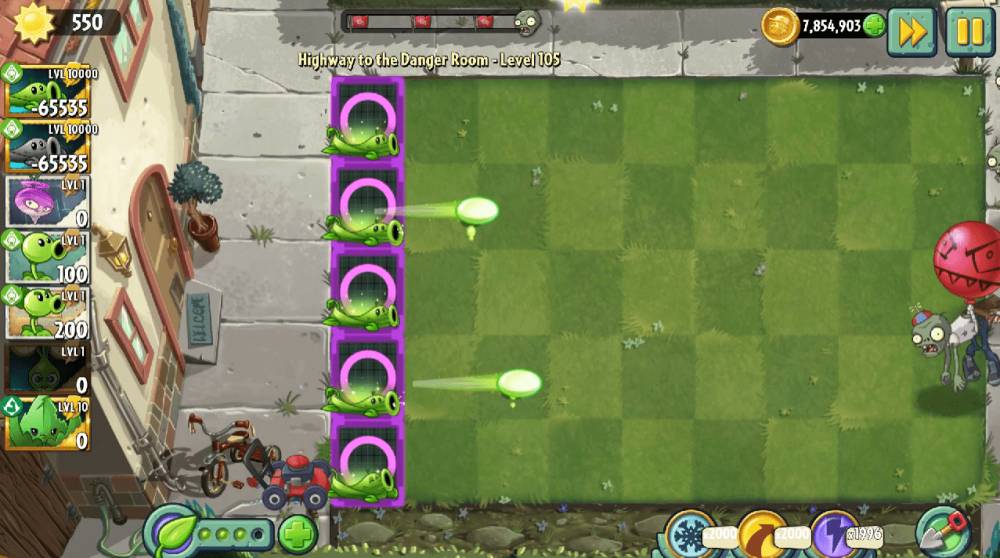 gameplay Pea Vine (dok. PopCap Games/Plants vs. Zombies 2)