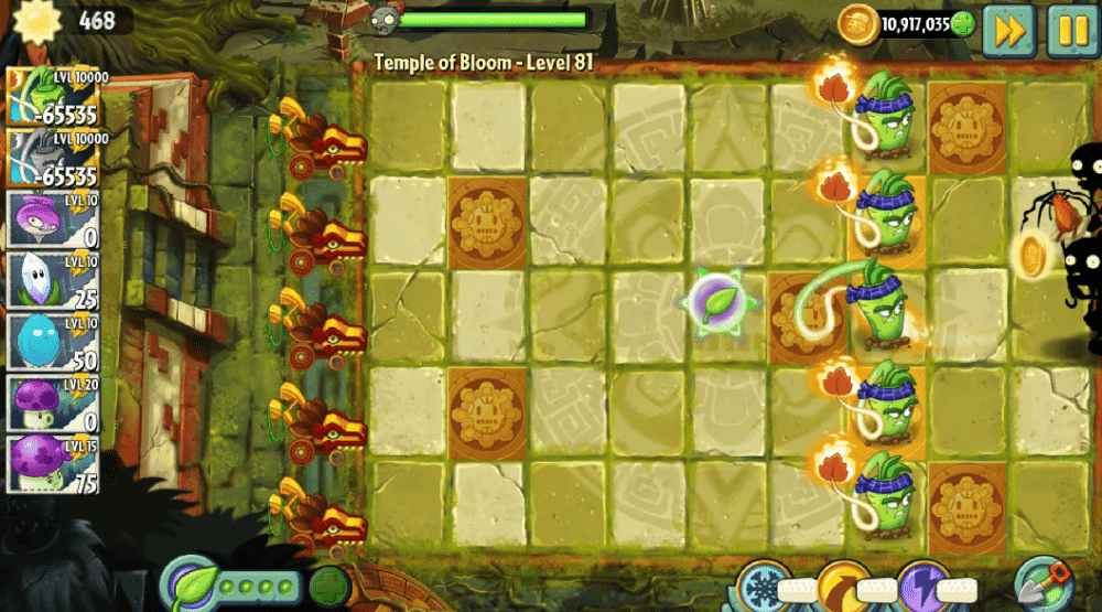 gameplay Wasabi Whip (dok. PopCap Games/Plants vs. Zombies 2)