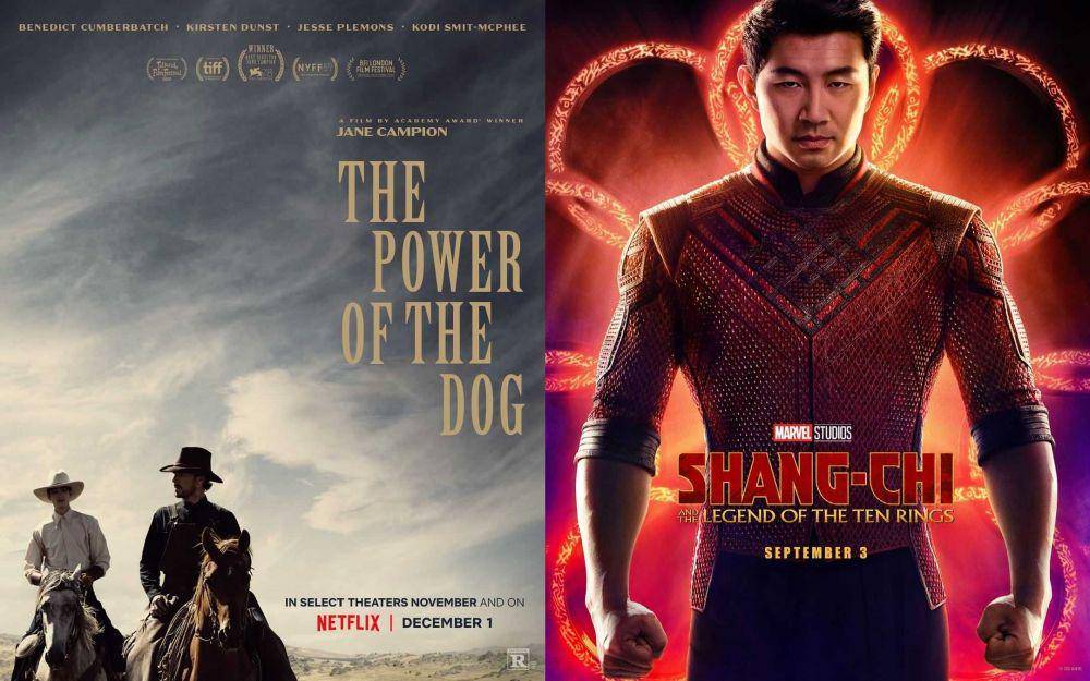 The Power of the Dog dan Shang-Chi and the Legend of the Ten Rings (dok. Netflix/The Power of the Dog | dok. Marvel Studios/Shang-Chi and the Legend of the Ten Rings)
