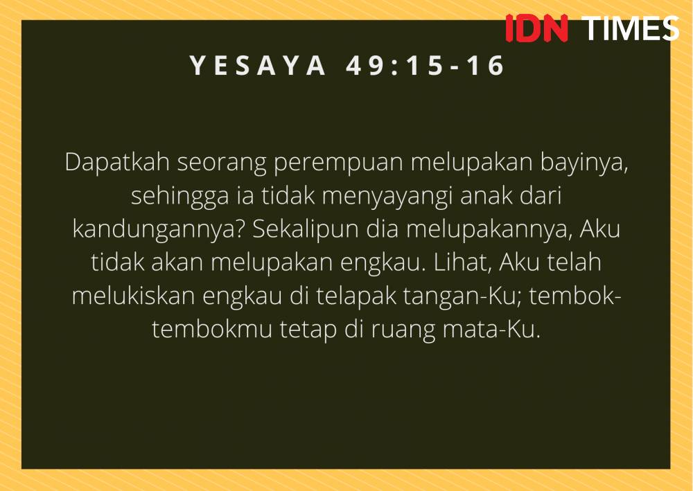 Ilustrasi Yesaya 49:15-16 (IDN Times/Cynthia Nanda Irawan)