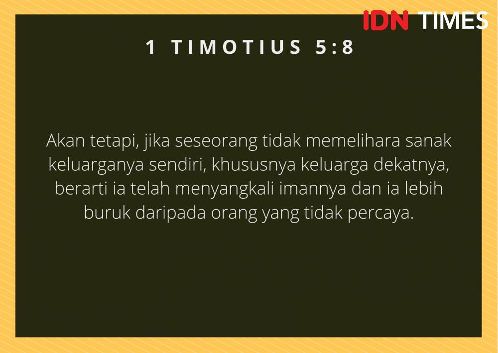Ilustrasi 1 Timotius 5:8 (IDN Times/Cynthia Nanda Irawan)