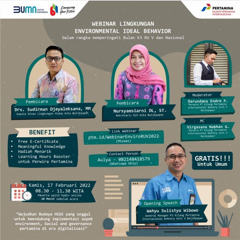 Webinar PT Kilang Pertamina Balikpapan tentang HSSE. Foto Pertamina