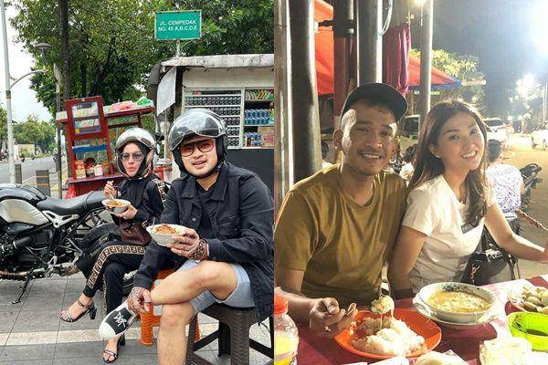 pasangan artis makan di warung kaki lima (berbagai sumber)