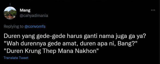 respons kocak Bangkok ganti nama (twitter.com/cahyadimania)