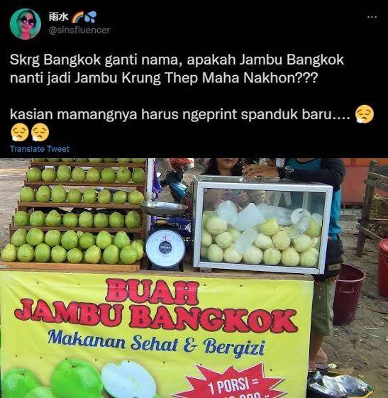 respons kocak Bangkok ganti nama (twitter.com/sinsfluencer)