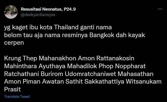 respons kocak Bangkok ganti nama (twitter.com/dwikyardiansyxx)