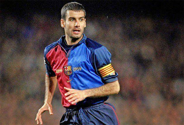 potret Pep Guardiola saat menjadi kapten Barcelona (twitter.com/barcatimes)
