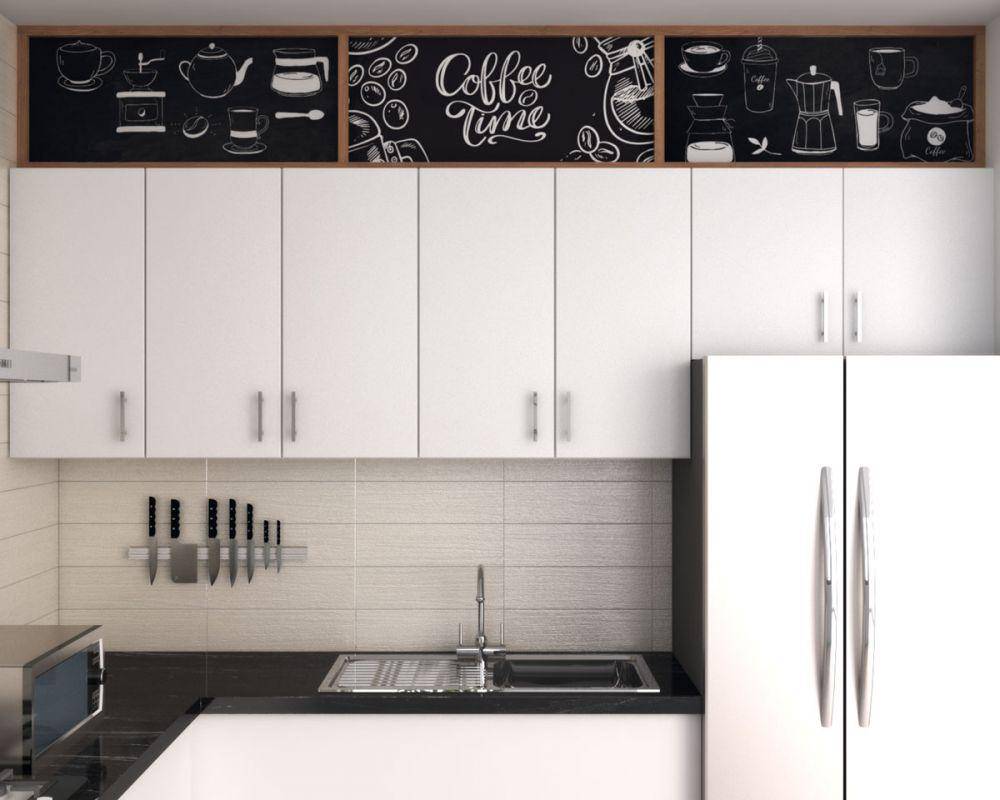 ilustrasi papan tulis hitam di atas kabinet dapur (roomdsign.com)