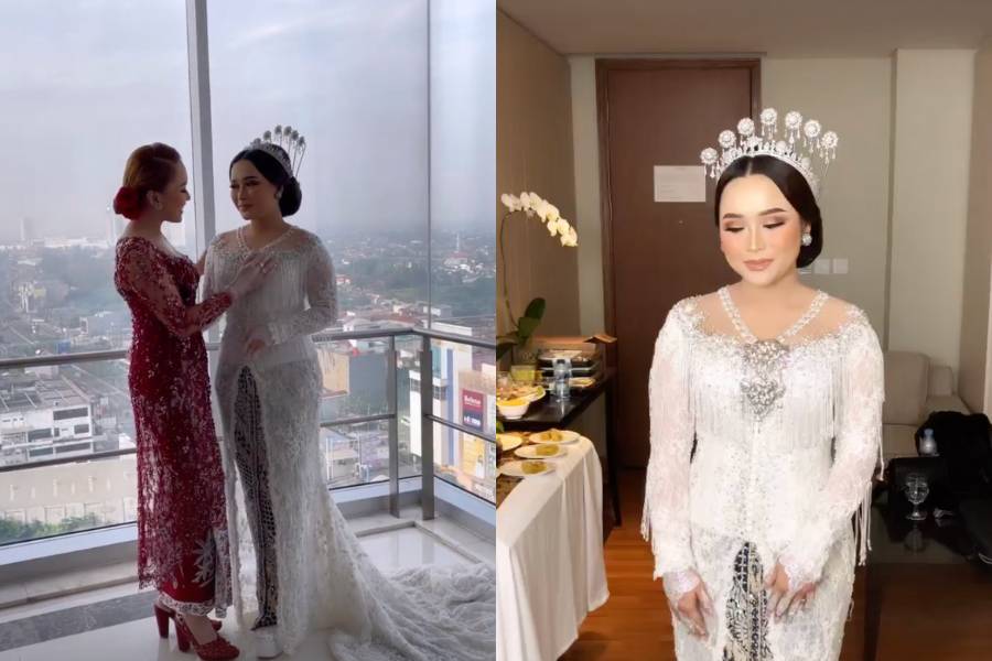 Baju dan makeup akad Syifa. (instagram.com/bebyoniel_)