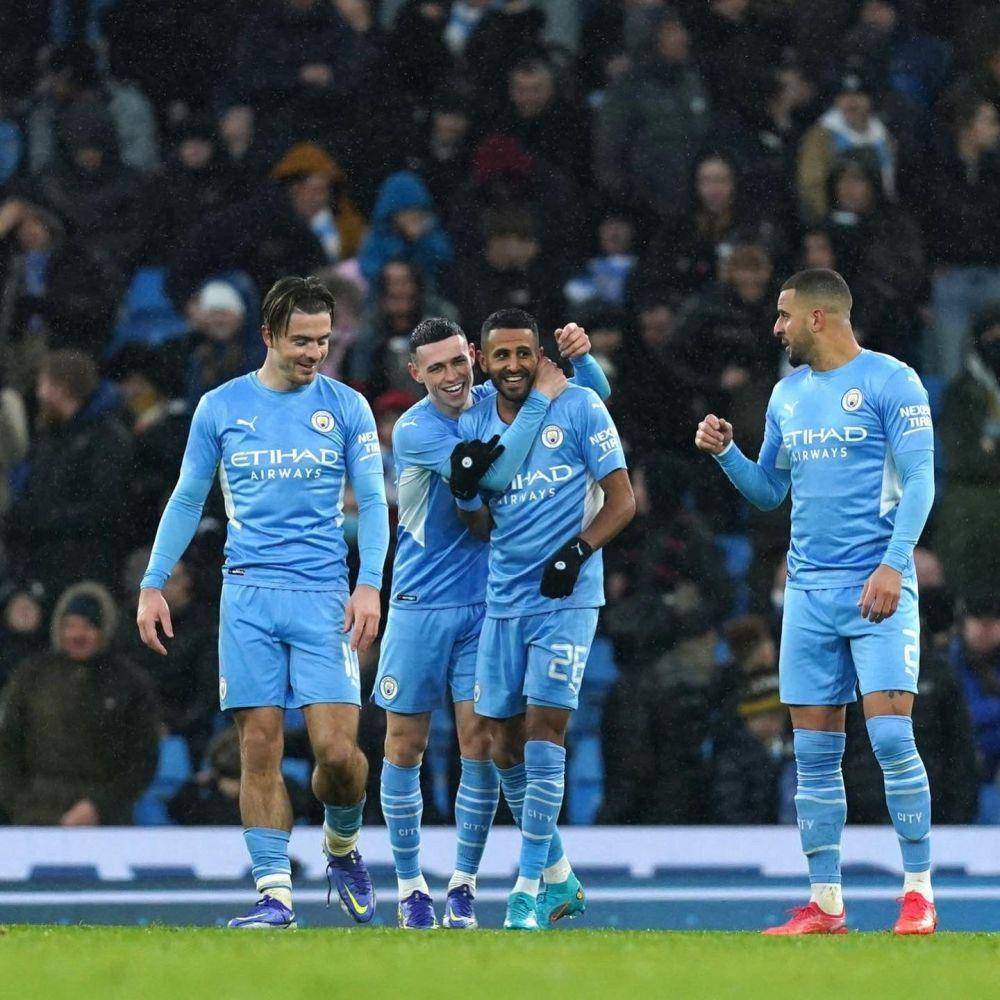 potret pemain Man City melakukan selebrasi gol (twitter.com/ManCity)