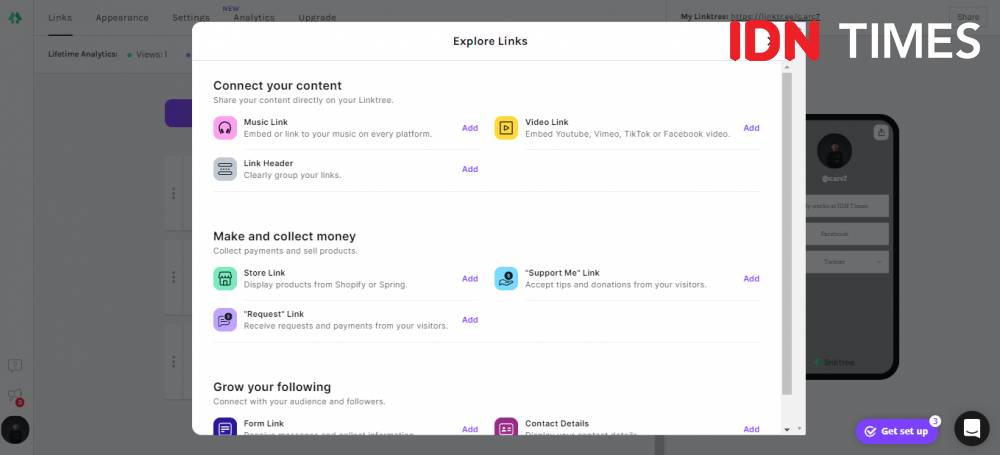 tampilan pilihan tautan lain di Explore links (IDN Times/Alfonsus Adi Putra)