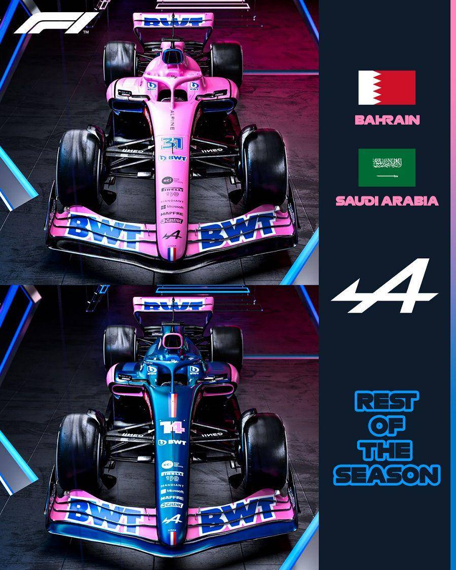 dua versi livery Alpine A522 (twitter.com/F1)