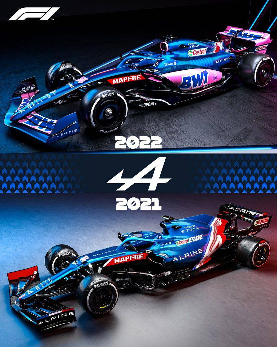 perbandingan Alpine A522 dan A521 (twitter.com/F1)