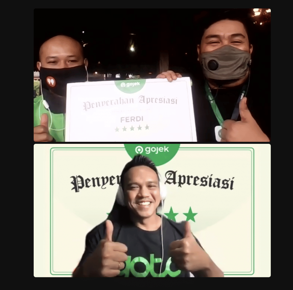 Mitra Gojek Sukabumi Ferdi (32 Tahun) saat penyerahan apresiasi Driver Jempolan (Dok. Gojek)