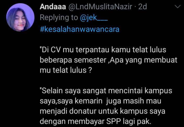 jawaban absurd saat wawancara kerja (twitter.com/andaaa)