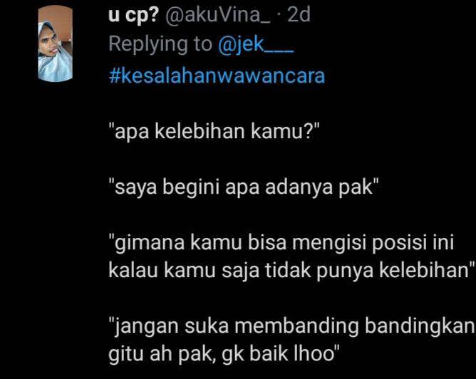 jawaban absurd saat wawancara kerja (twitter.com/ucp?)