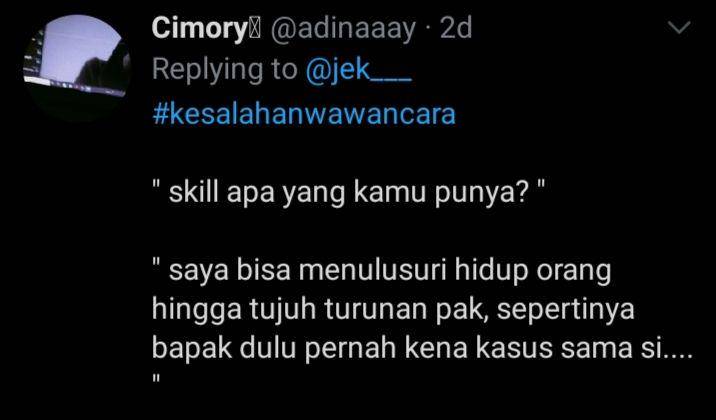 jawaban absurd saat wawancara kerja (twitter.com/cimory)
