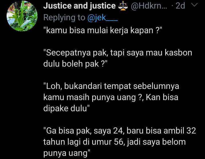 jawaban absurd saat wawancara kerja (twitter.com/justice and justice)