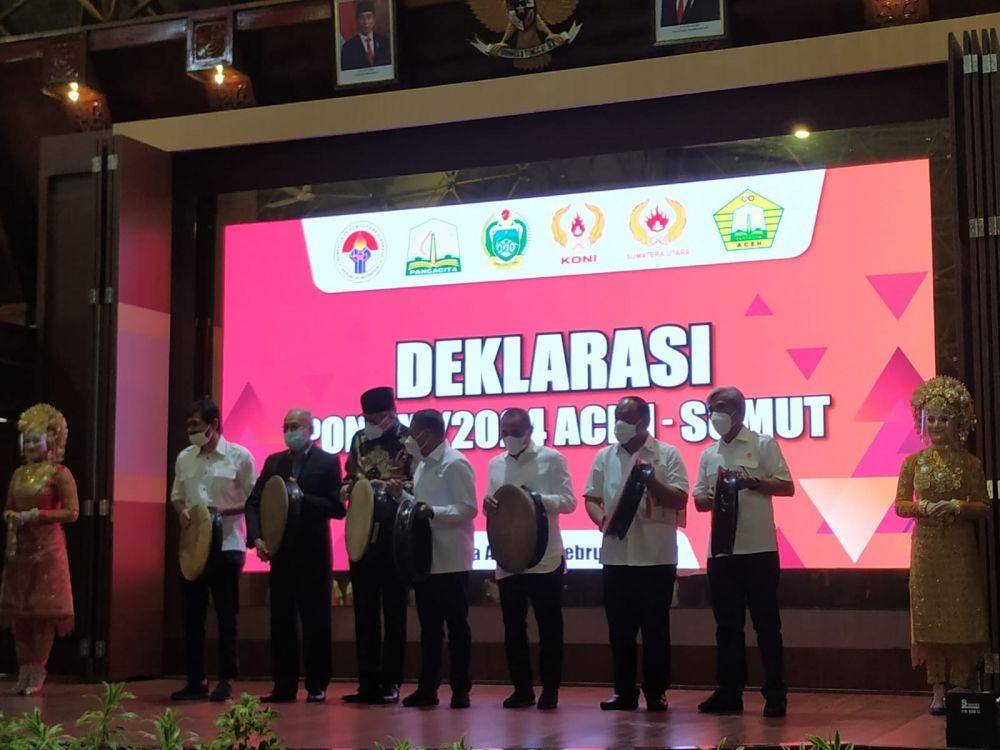 Deklarasi tuan rumah bersama Pekan Olahraga Nasional (PON) XXI/2024 Aceh-Sumut. (Dok.Istimewa)
