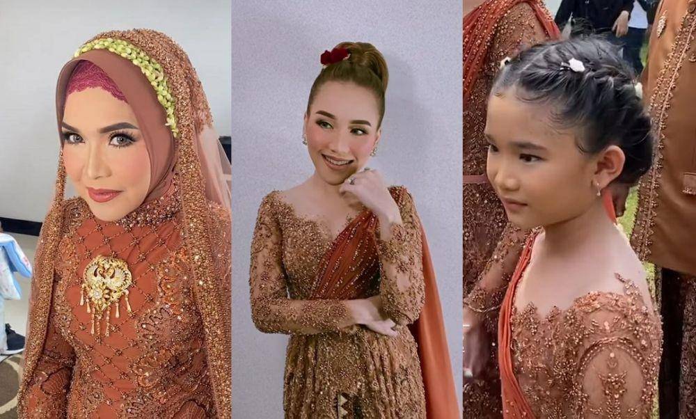 Gaya keluarga Ayu Ting Ting di resepsi kedua Syifa, 26/2/2022. (Instagram.com/essaoemry_7 | Instagram.com/janny_mua | Instagram.com/ayutingting92)
