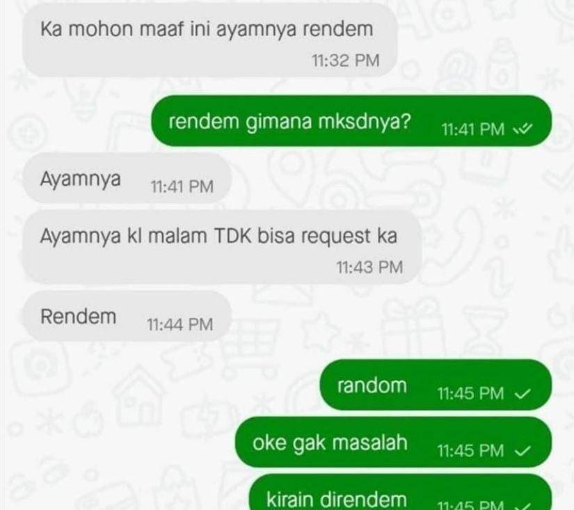 chat salah paham ojek online (instagram.com/lambeonlen)