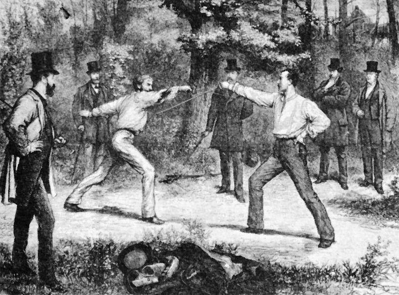 duel kehormatan di Paris (commons.wikimedia.org/Harper's Weekly, New York)