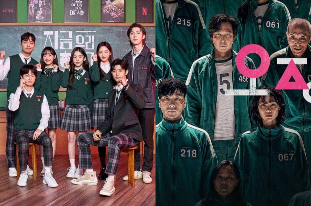 para pemain All of Us Are Dead dan poster drama Squid Game (instagram.com/netflixkr)