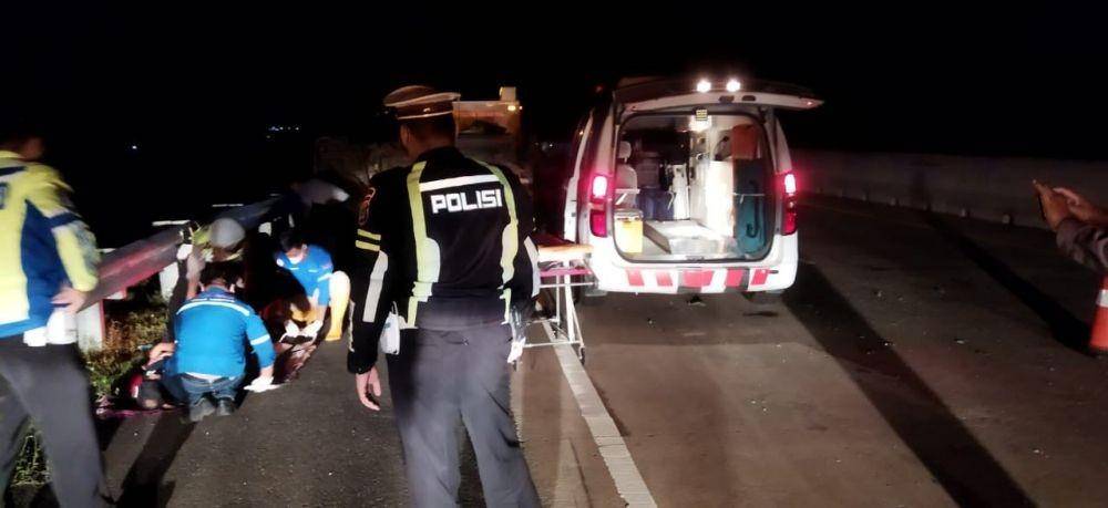 Kecelakaan maut di Jalan Tol Trans Sumatera KM 32 Ruas Kalianda, Lampung Selatan, Sabtu (27/2/2022). (Dok. Hutama Karya).