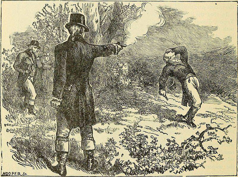 ilustrasi duel antara Aaron Burr dan Alexander Hamilton (commons.wikimedia.org/Internet Archive Book Images)